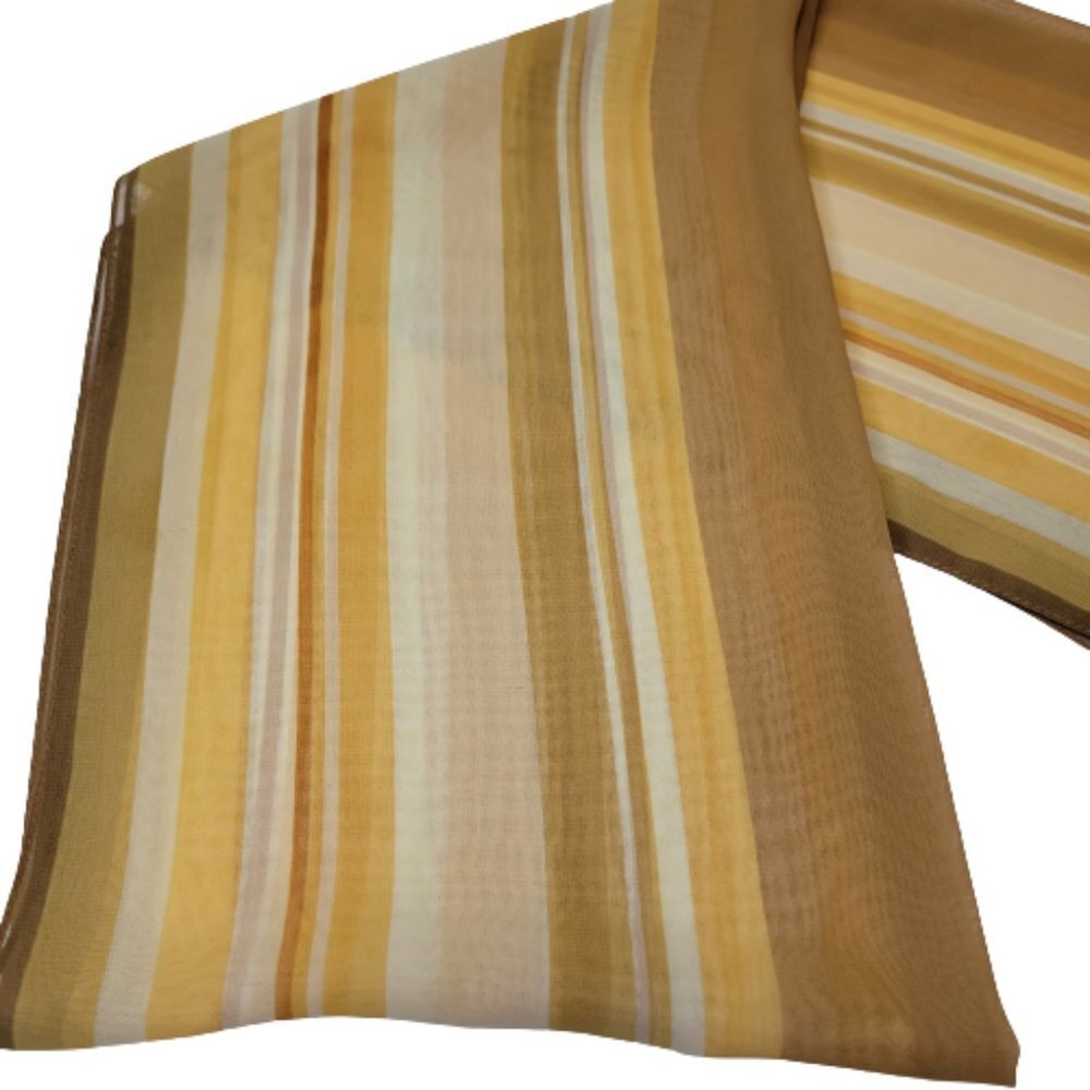 Womens Scarf Brown Stripes All Season Summer Light Thin Rectangular Scarf